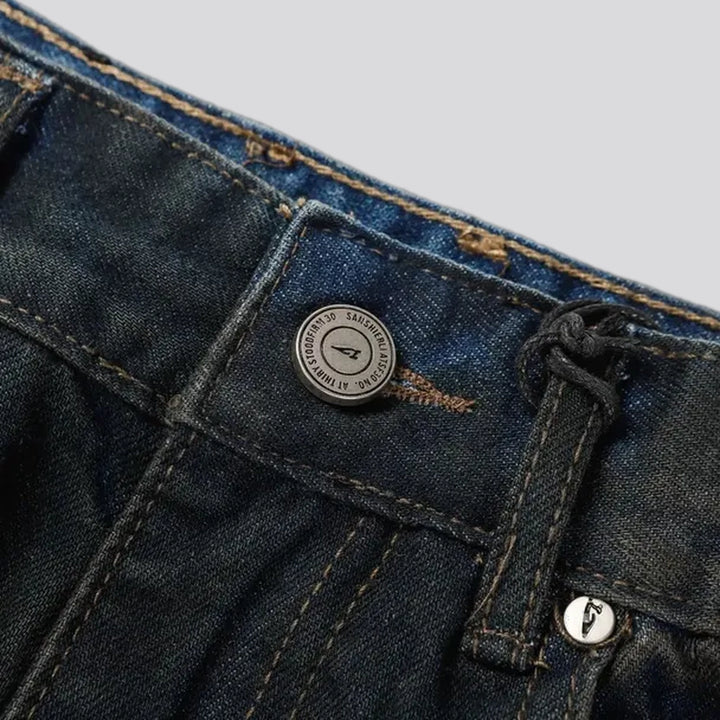 Mid rise dark washed jeans for men