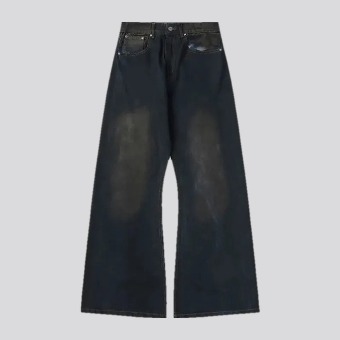 Mid rise dark washed jeans for men